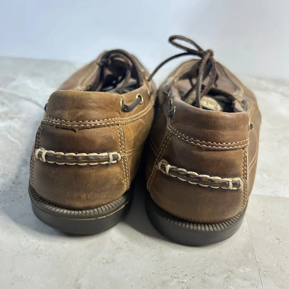 Timberland Boat Shoes Brown Leather Mens Size 13 5232R Moc Toe Deck Loafers